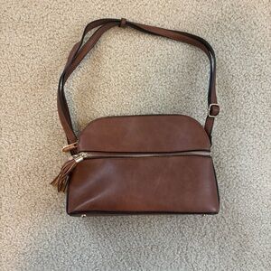 Dasein Chic Brown Crossbody Bag with Tassel 10 x 8 inches